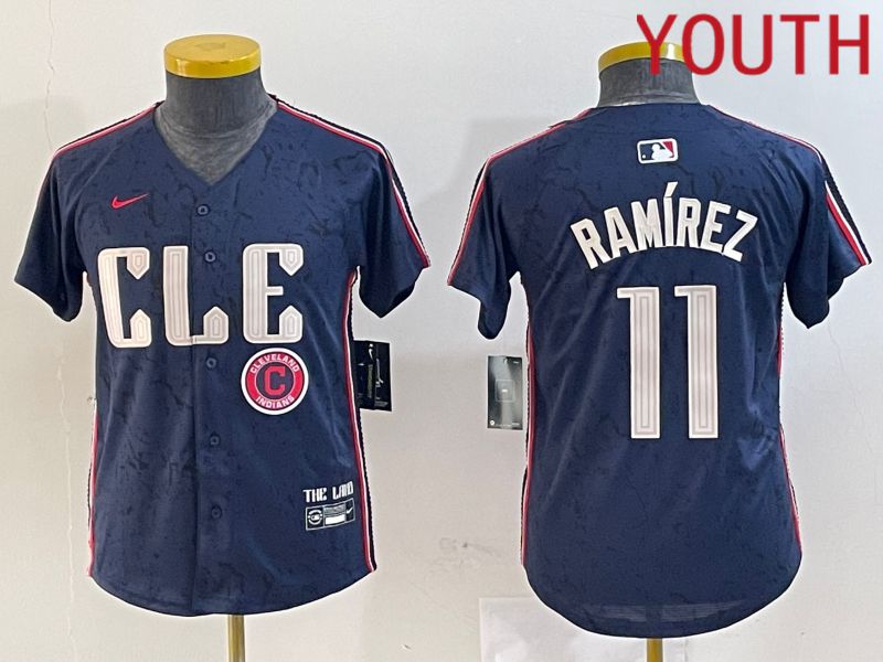 Youth Cleveland Indians 11 Ramirez Blue City Edition Nike 2024 MLB Jersey style 6